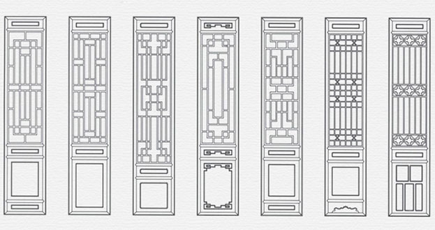 杜尔伯特常用中式仿古花窗图案隔断设计图